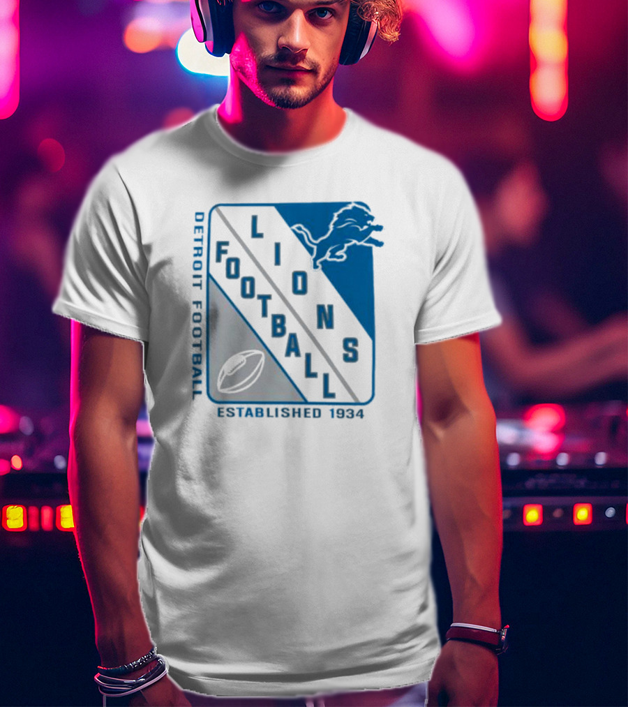 Detroit Lions Football Shield Established 1934 Iconic T-Shirt