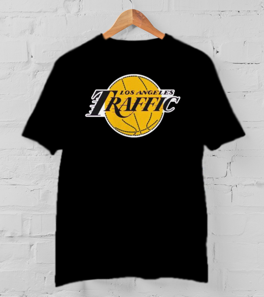 Los Angeles Traffic Basketball Yellow Circle T-Shirt