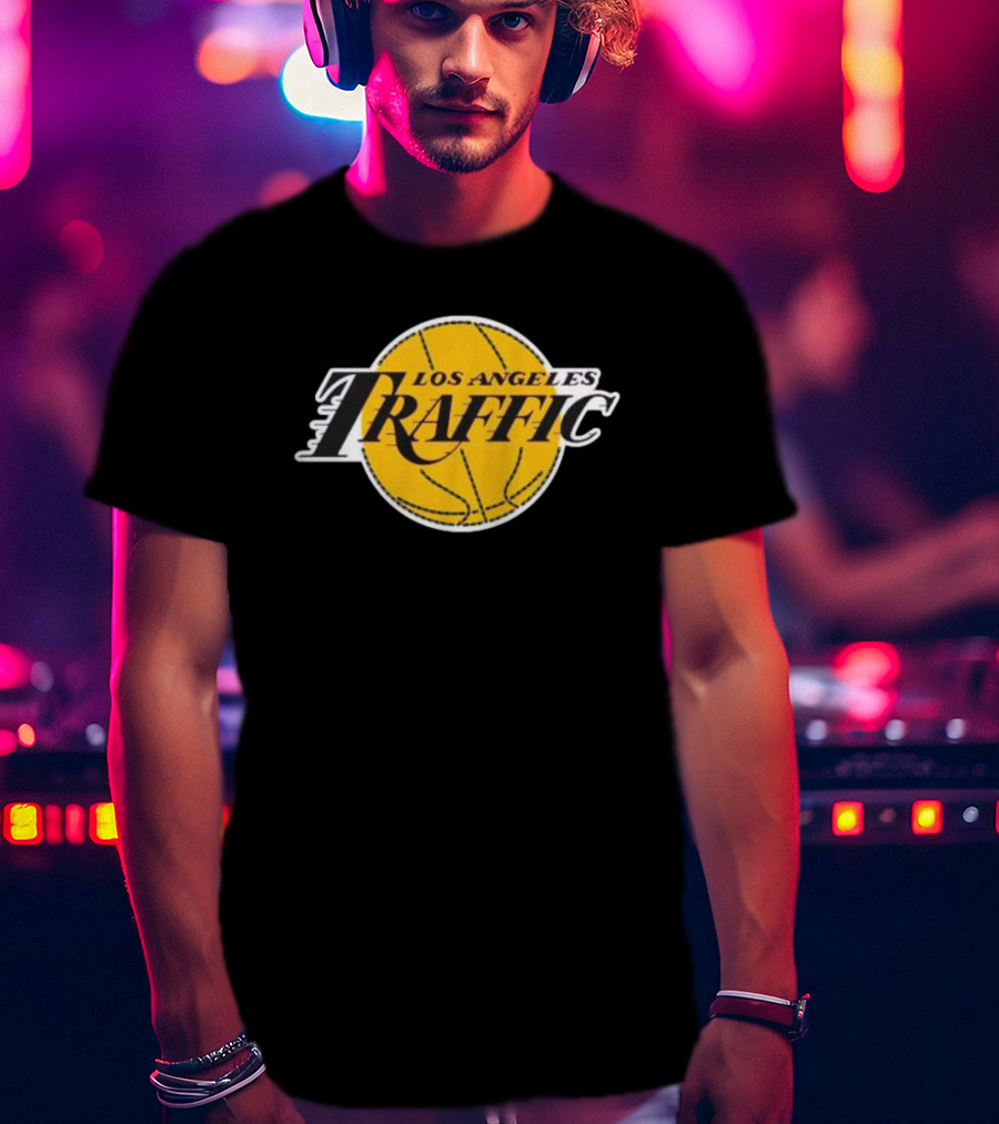 Los Angeles Traffic Basketball Yellow Circle T-Shirt