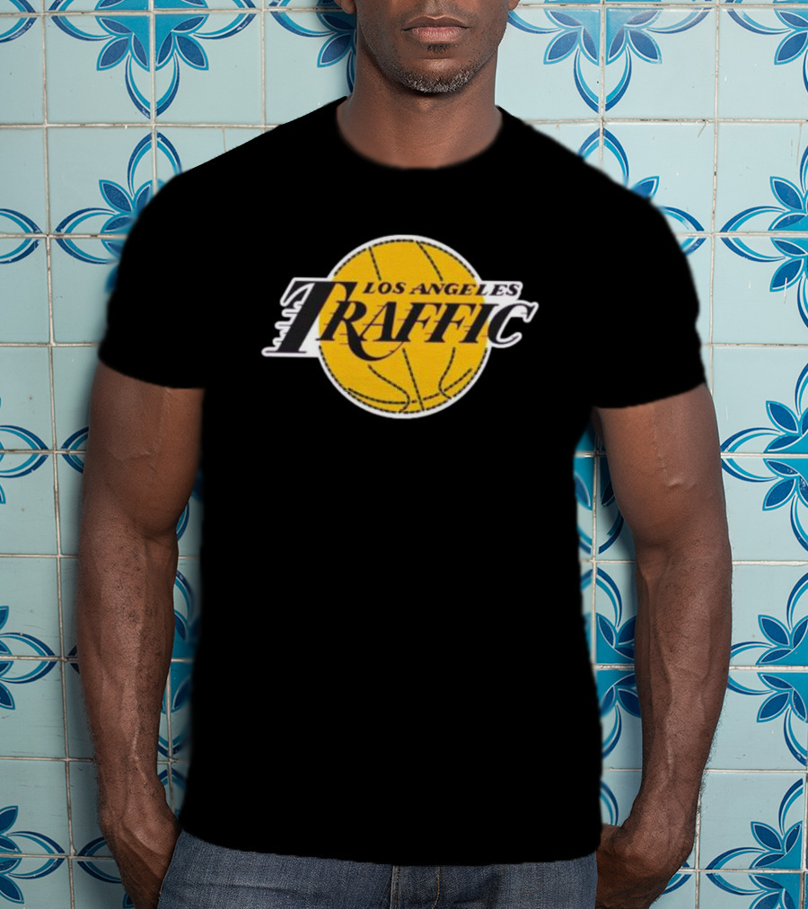Los Angeles Traffic Basketball Yellow Circle T-Shirt
