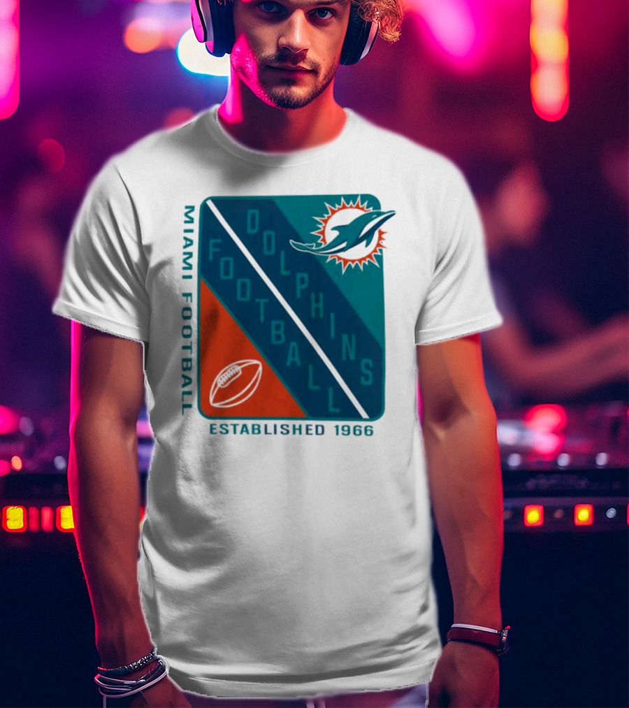 Miami Dolphins Football Established 1966 Logo Shield T-Shirt