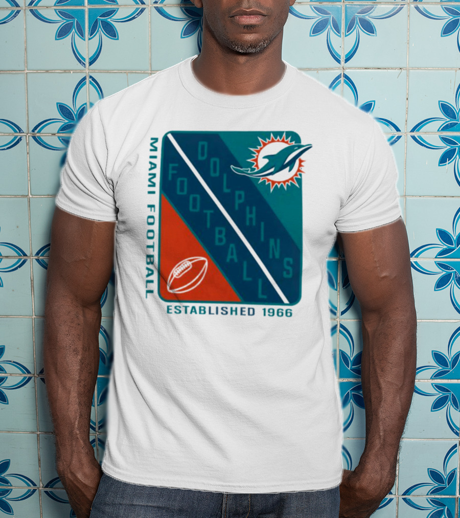 Miami Dolphins Football Established 1966 Logo Shield T-Shirt