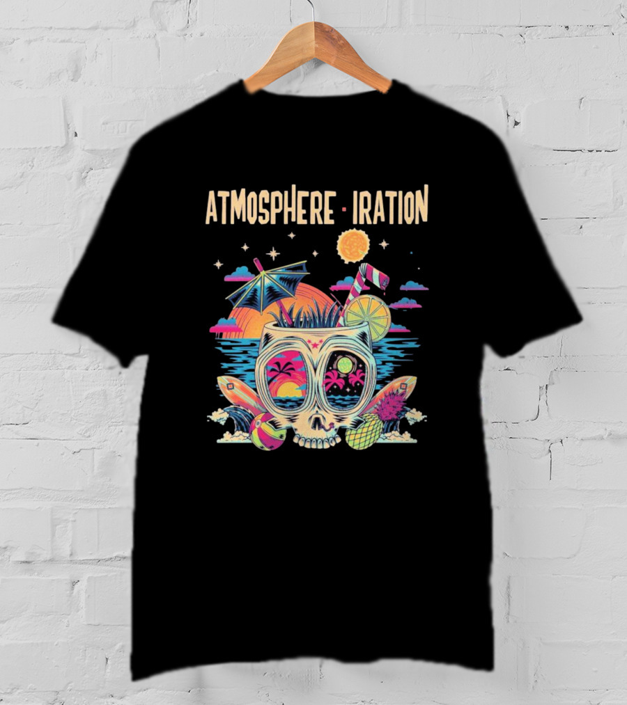 Atmosphere Iration Tropical Skull Beach Paradise T-Shirt