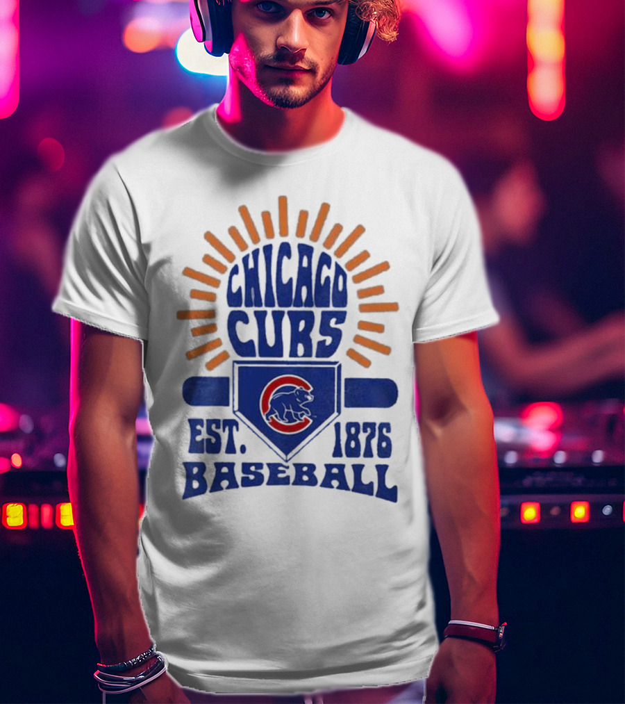 Chicago Cubs Youth Est. 1876 Baseball Sun Burst T-Shirt