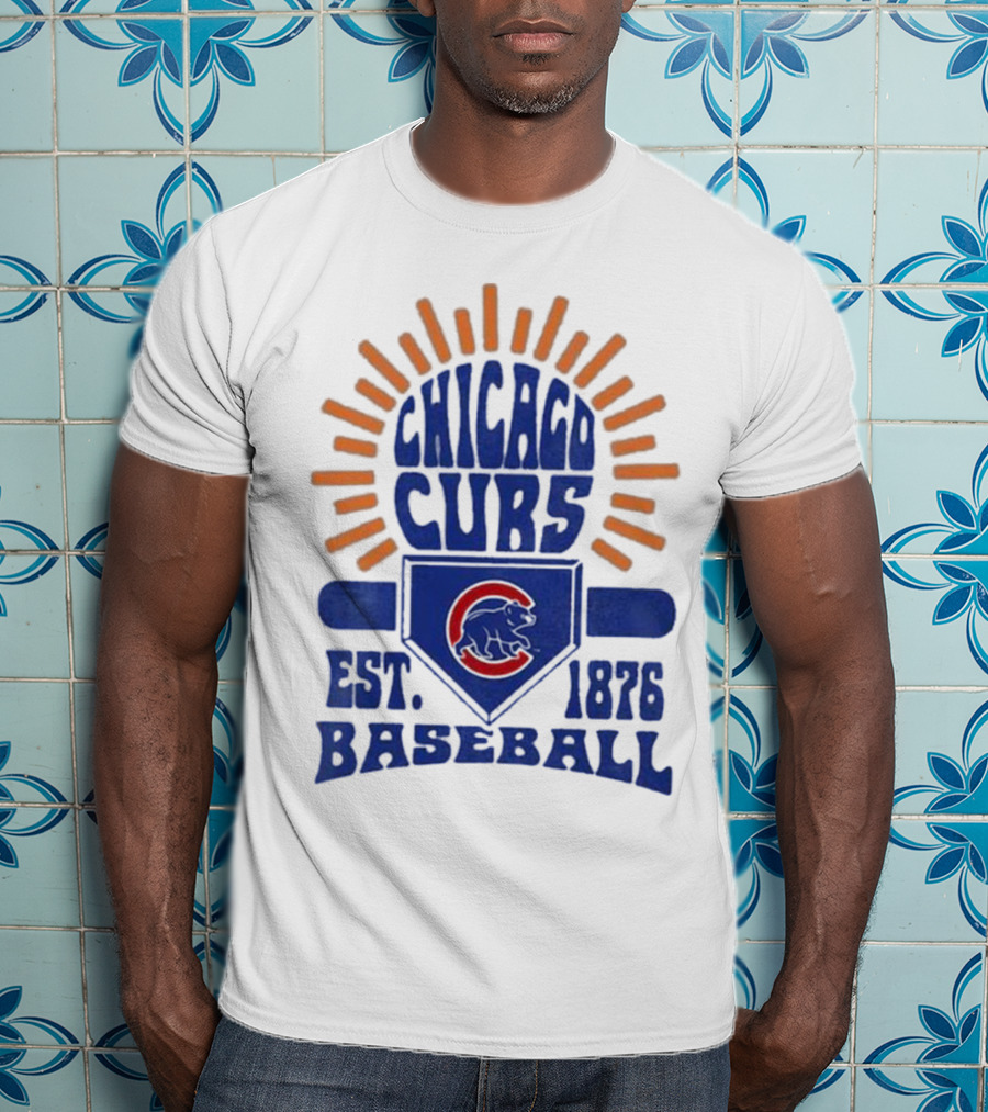 Chicago Cubs Youth Est. 1876 Baseball Sun Burst T-Shirt