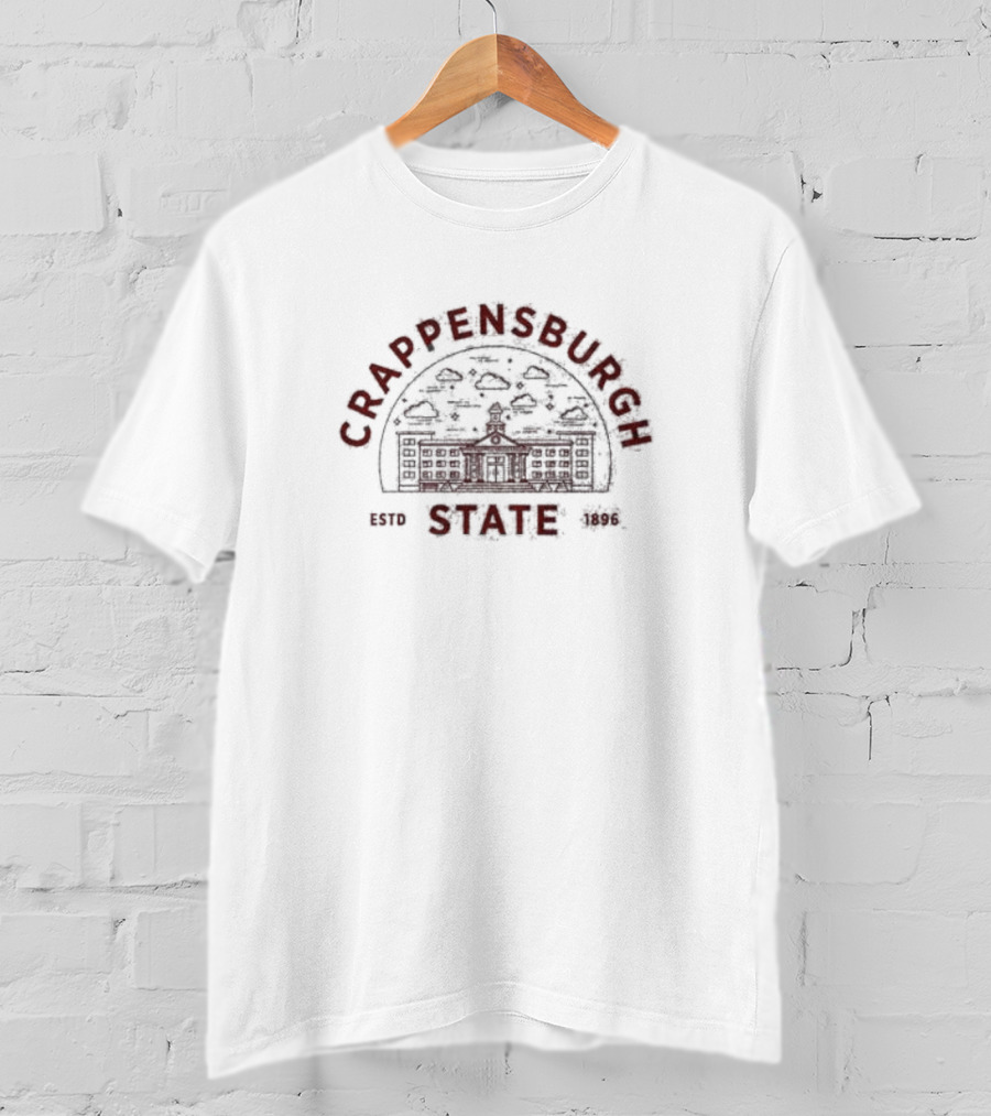 Crappensburgh State Estd 1896 With Vintage Campus Sketch T-Shirt