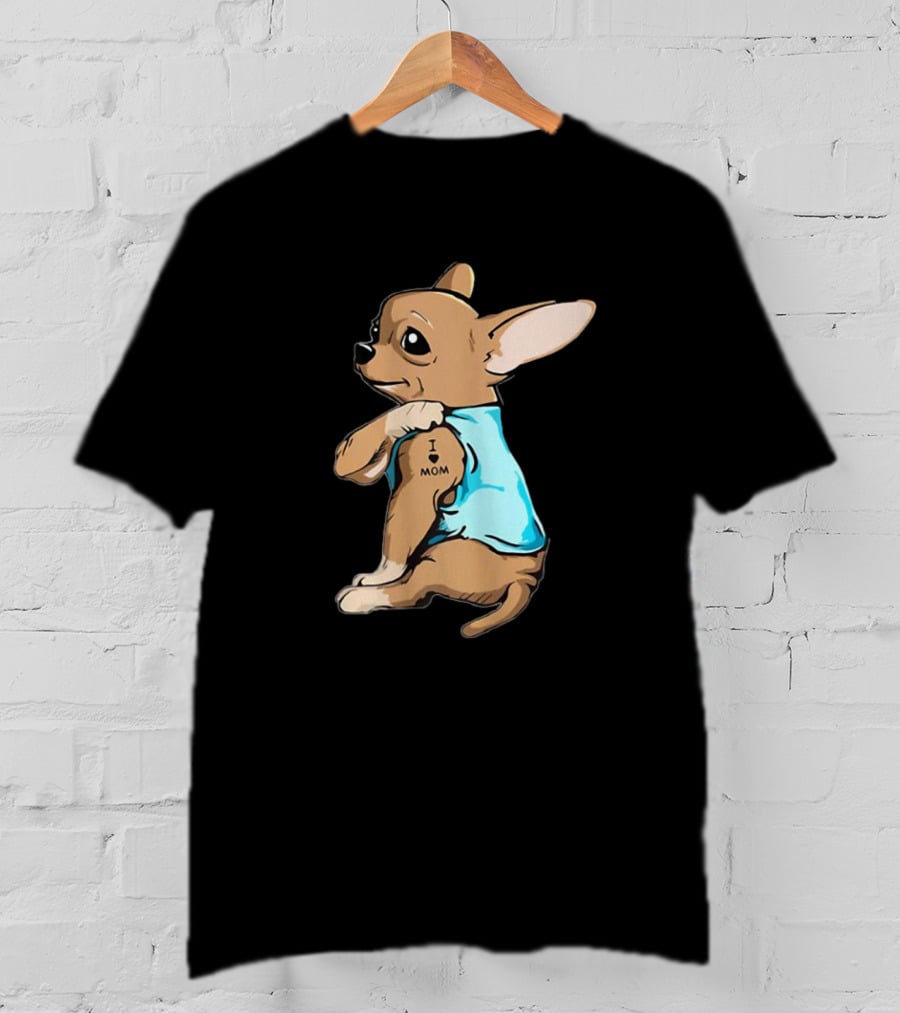 Tattoo Chihuahua I Love Mom Puppy T-Shirt