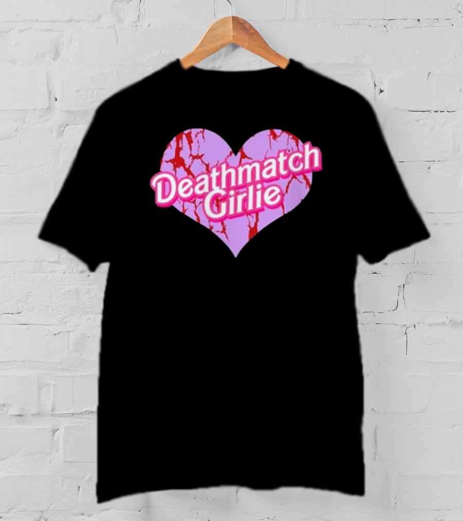 Deathmatch Girlie Heart With Pink And Red Crack T-Shirt