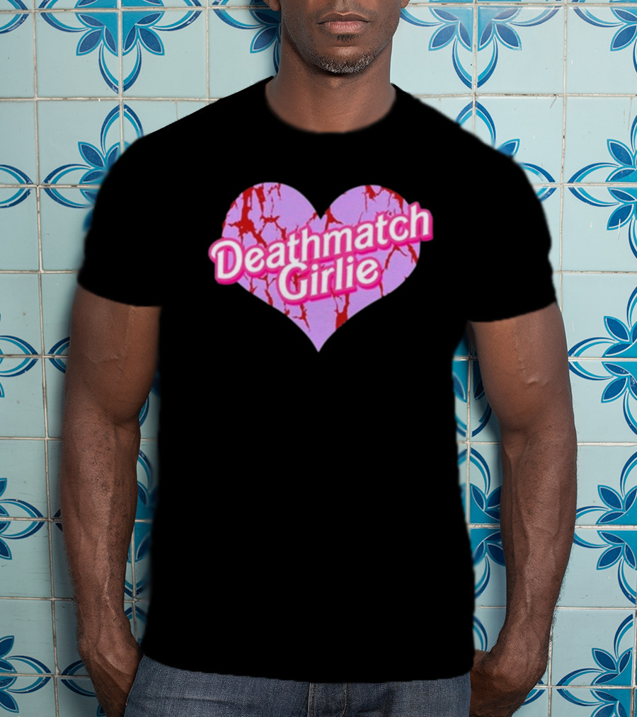 Deathmatch Girlie Heart With Pink And Red Crack T-Shirt