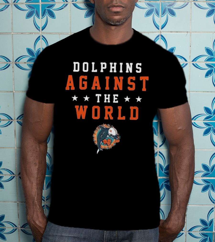 Dolphins Against The World Football Helmet Stars T-Shirt