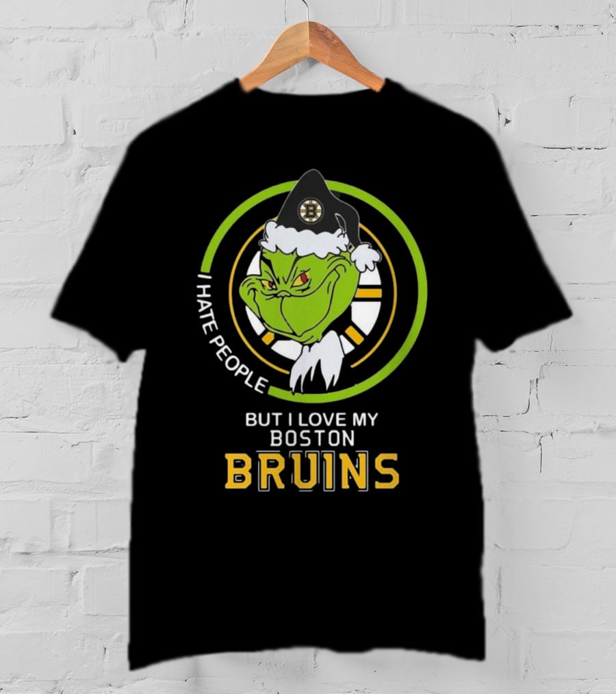 Grinch I Hate People But I Love My Boston Bruins NHL Team Spirit T-Shirt