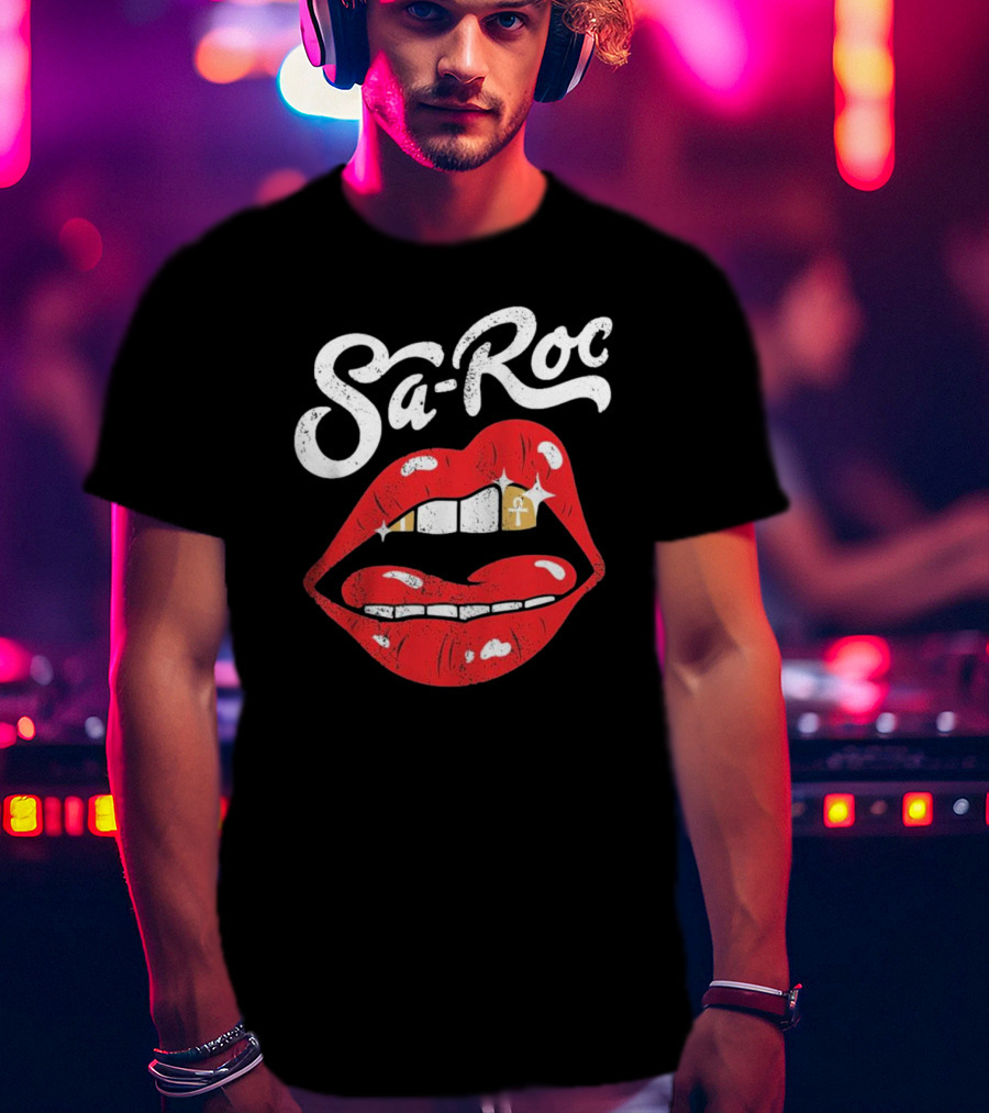 Sa-Roc Red Lips With Ankh Tooth T-Shirt