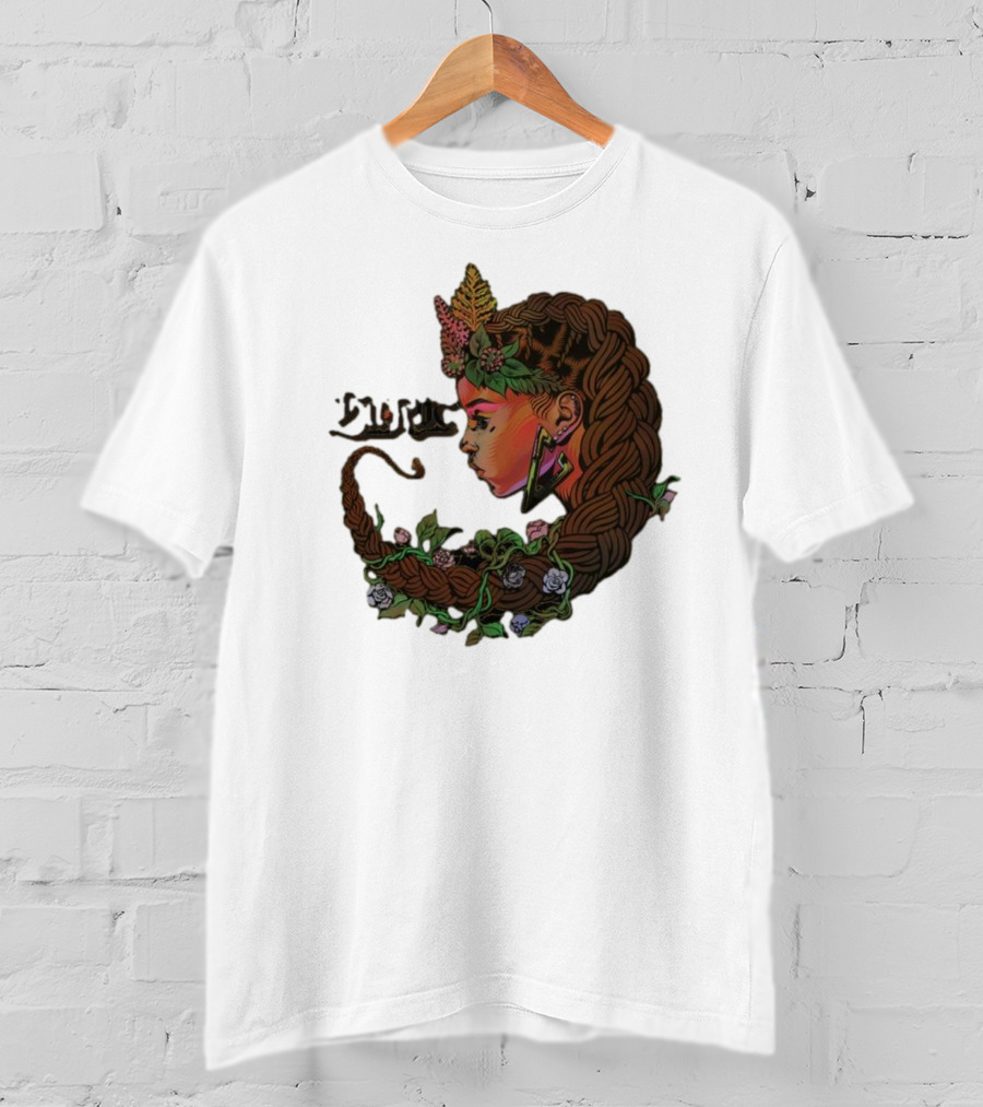Sa-roc Wild Seeds Braided Hair Floral T-Shirt