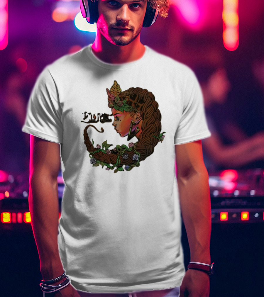 Sa-roc Wild Seeds Braided Hair Floral T-Shirt