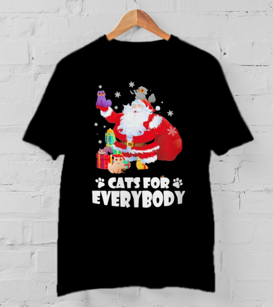 Santa Claus With Gift Cats For Everybody Fun Christmas T-Shirt