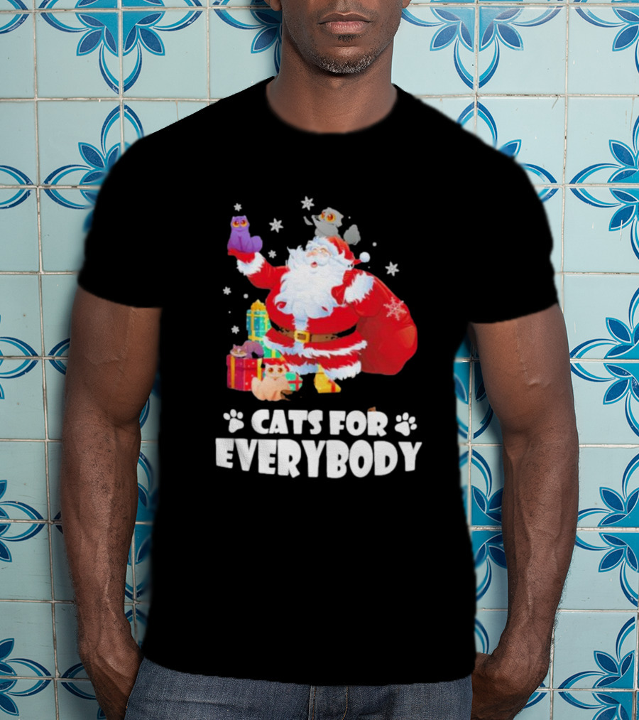 Santa Claus With Gift Cats For Everybody Fun Christmas T-Shirt