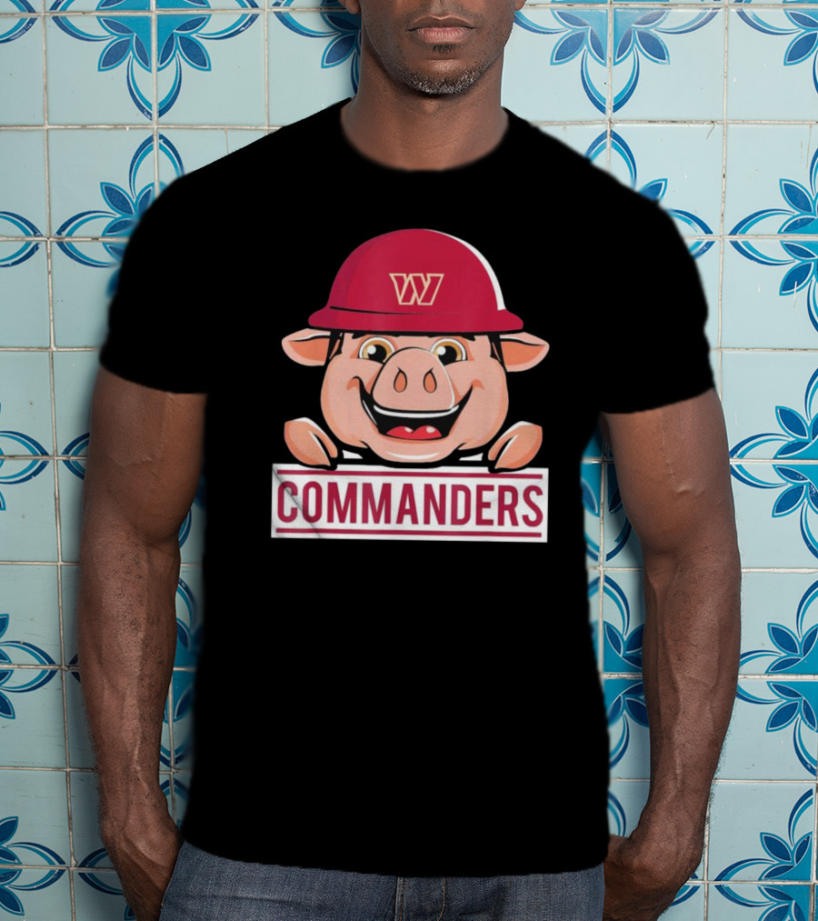 Commander Pig With Hard Hat T-Shirt