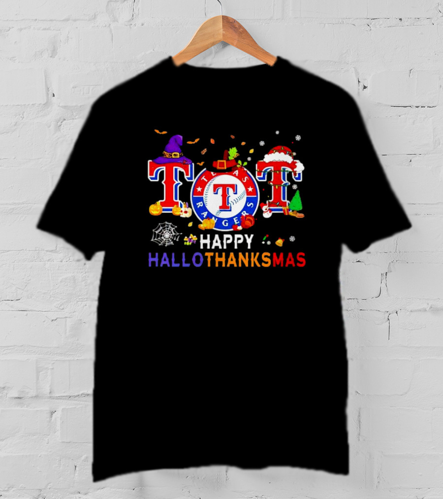 Texas Rangers Happy HalloThanksMas Holiday T-Shirt