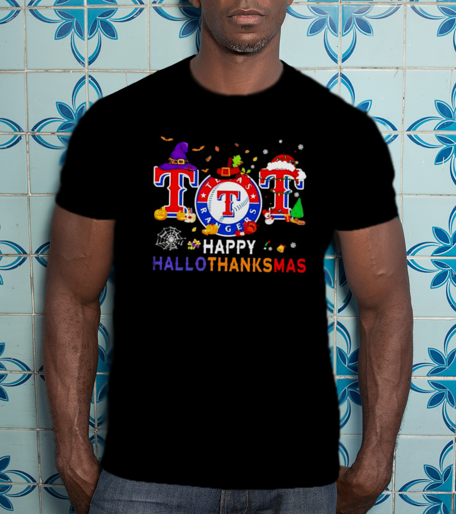 Texas Rangers Happy HalloThanksMas Holiday T-Shirt