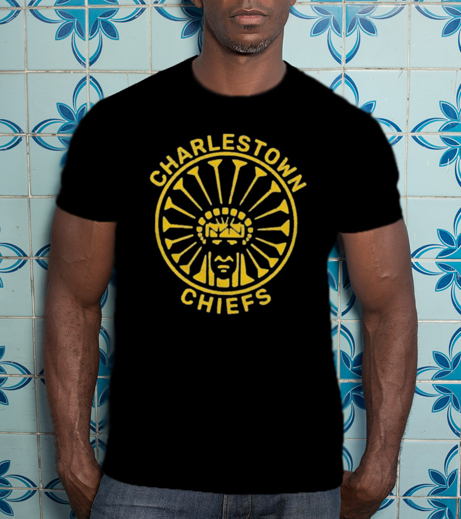 Charlestown Chiefs Yellow Native American Headdress Emblem T-Shirt