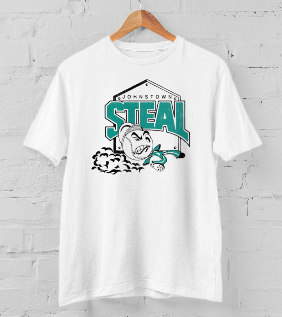 Johnstown Steal Baseball Running Baseball Character T-Shirt