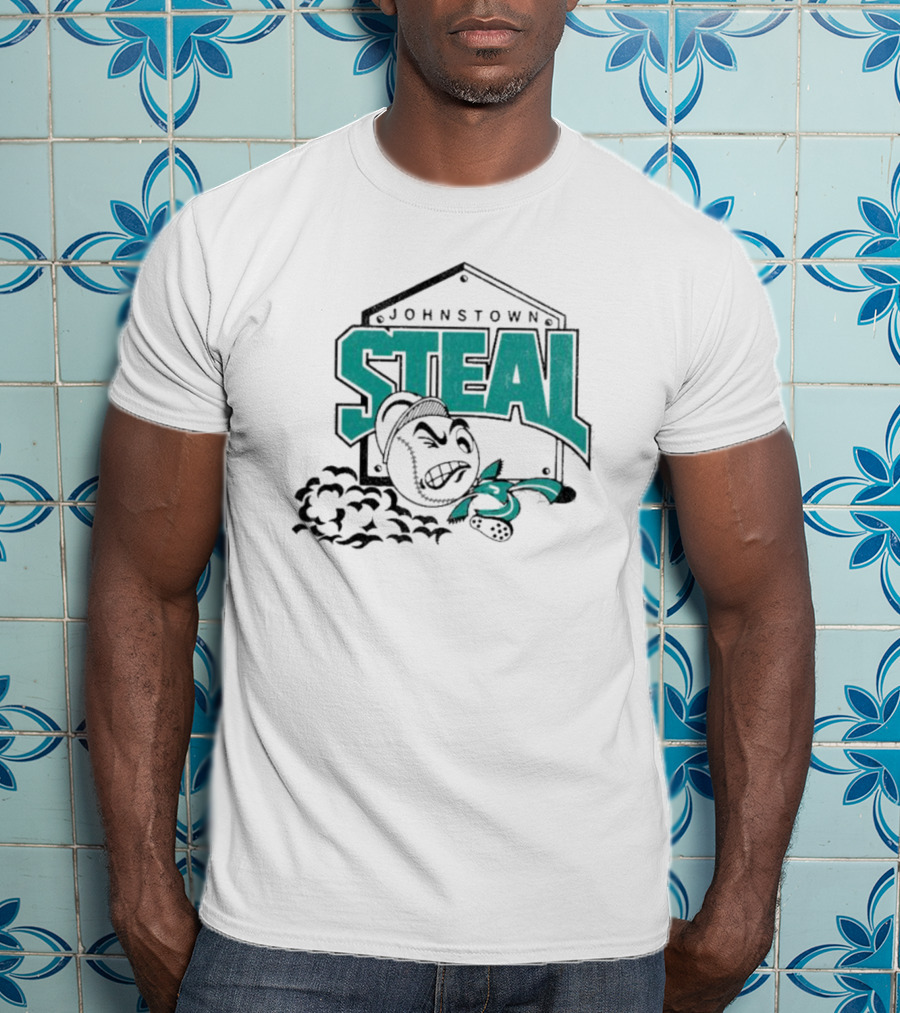 Johnstown Steal Baseball Running Baseball Character T-Shirt