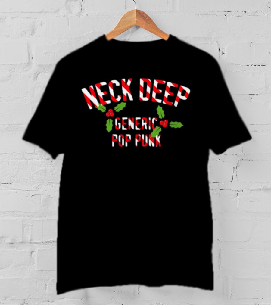 Neck Deep Candy Cane Text With Holly Generic Pop Punk T-Shirt