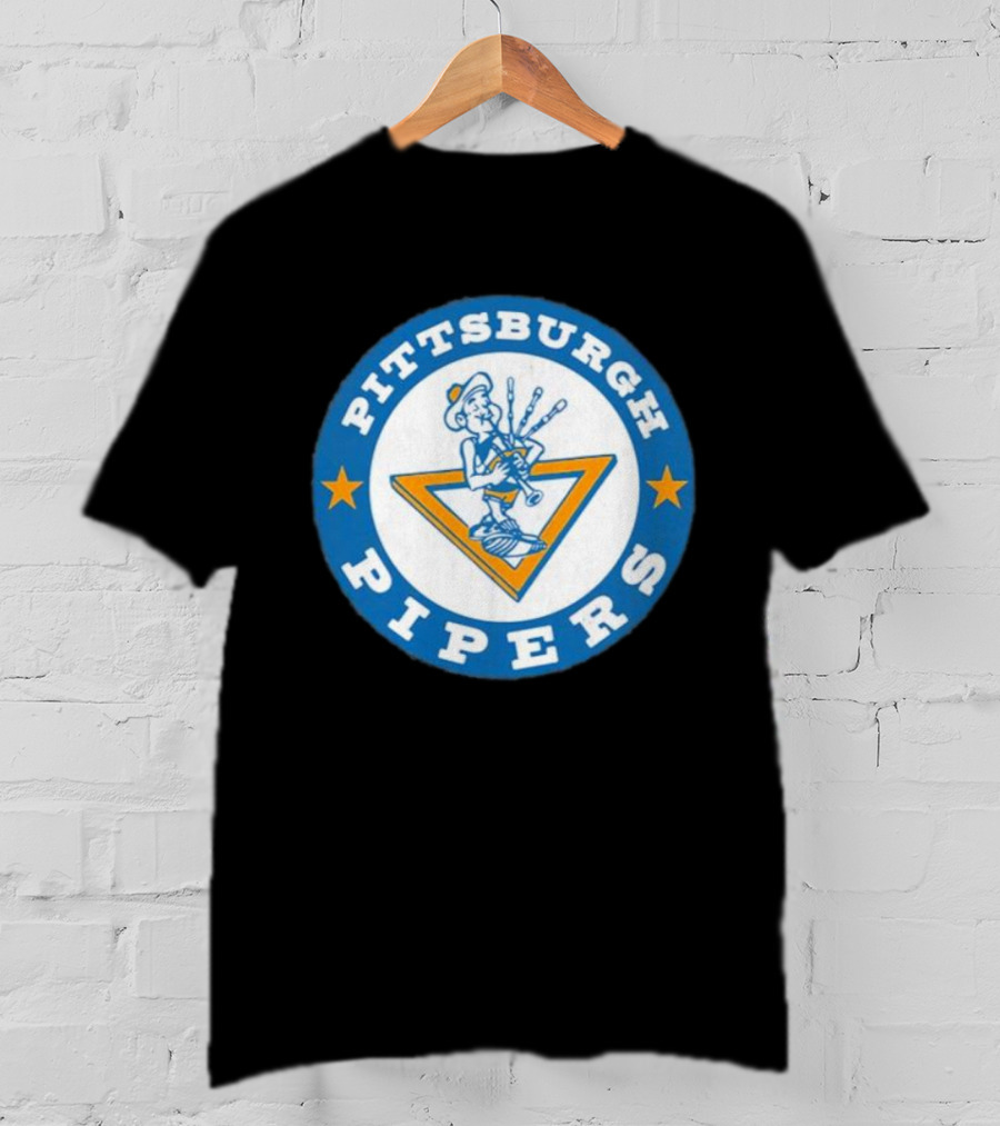 Pittsburgh Pipers Basketball Team Classic Logo With Bagpiper And Star Emblems T-Shirt