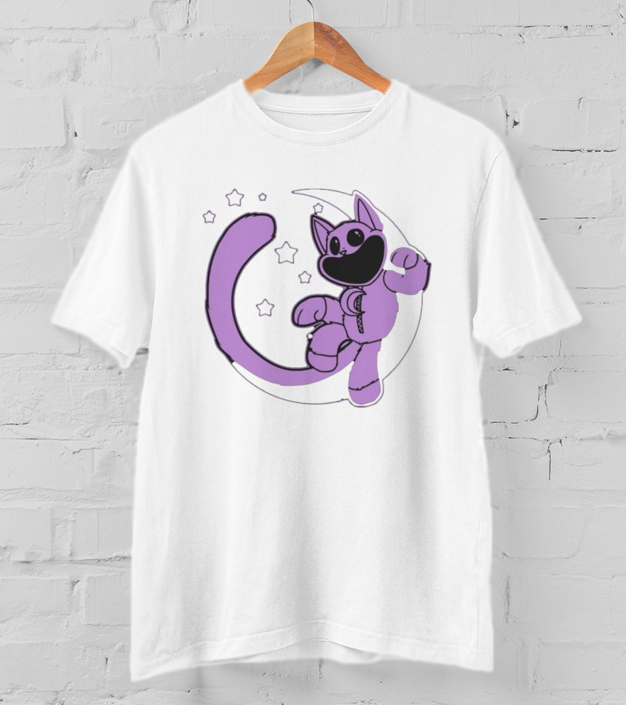 Poppyplaytime Catnap Moon Cute Starry Cartoon T-Shirt