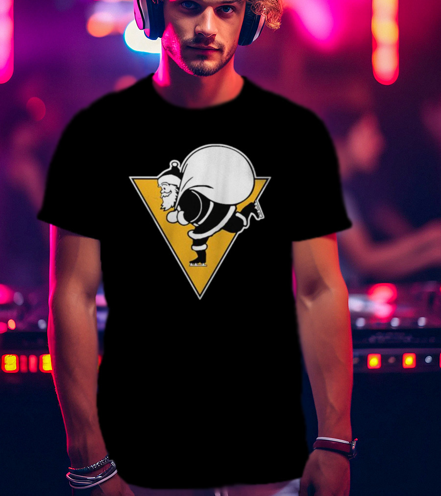 Pittsburgh Penguins Santa Skates Christmas Hockey T-Shirt