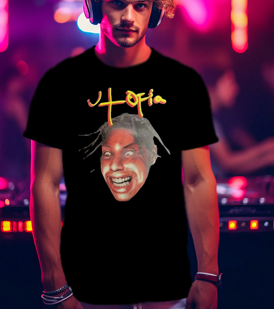 Travis Scott Utopia Grinning Face And Title T-Shirt