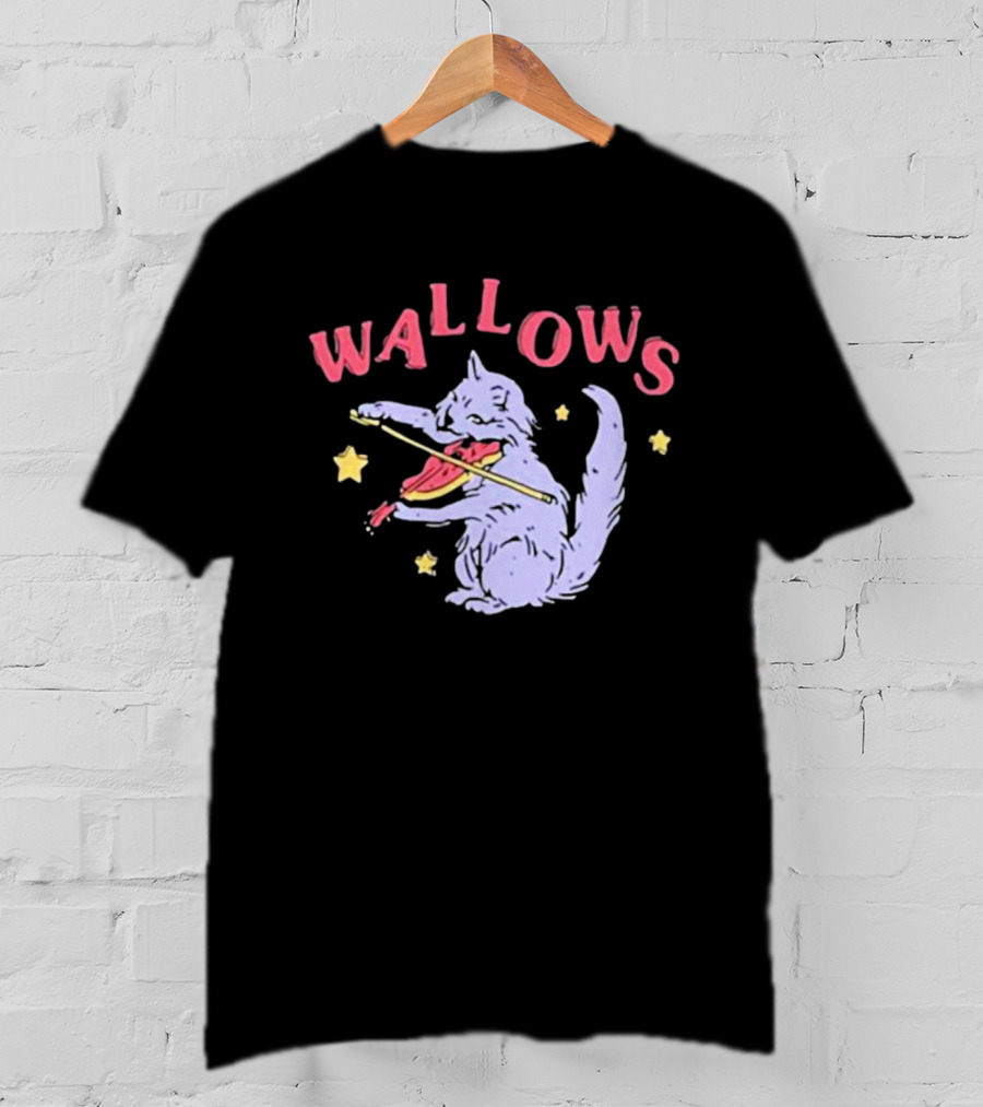 Wallows Cat Playing Fiddle Surrounded By Stars T-Shirt