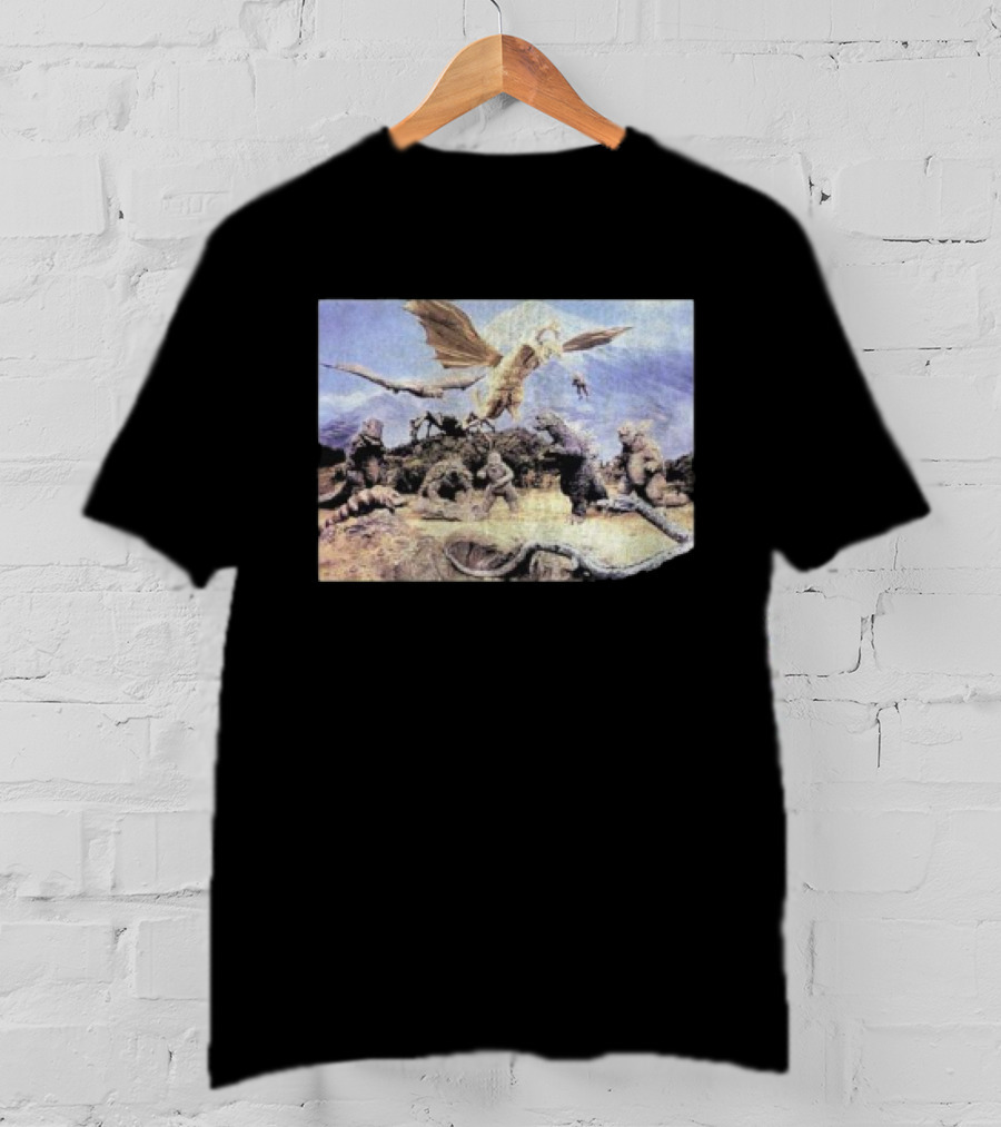 Destroy All Monsters Group Kaiju Battle Scene T-Shirt