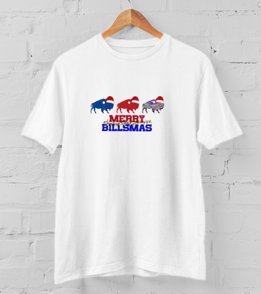 Merry Billmas Buffalo Bills Christmas Lights Buffalo Icons T-Shirt