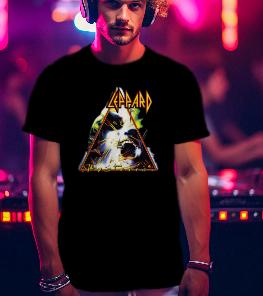 Def Leppard Hysteria Triangle Logo Rock Music Band T-Shirt