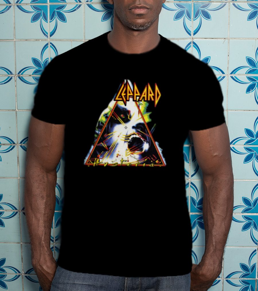 Def Leppard Hysteria Triangle Logo Rock Music Band T-Shirt