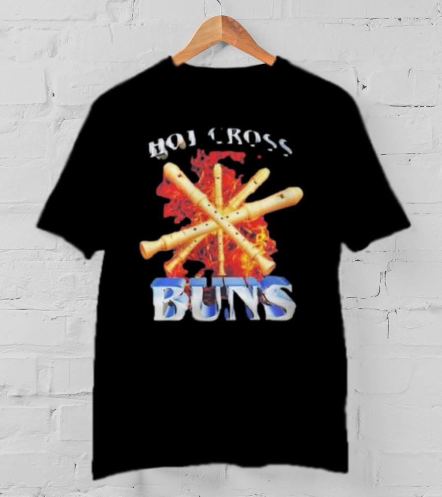 HOT CROSS BUNS Recorders Flame Crossed T-Shirt