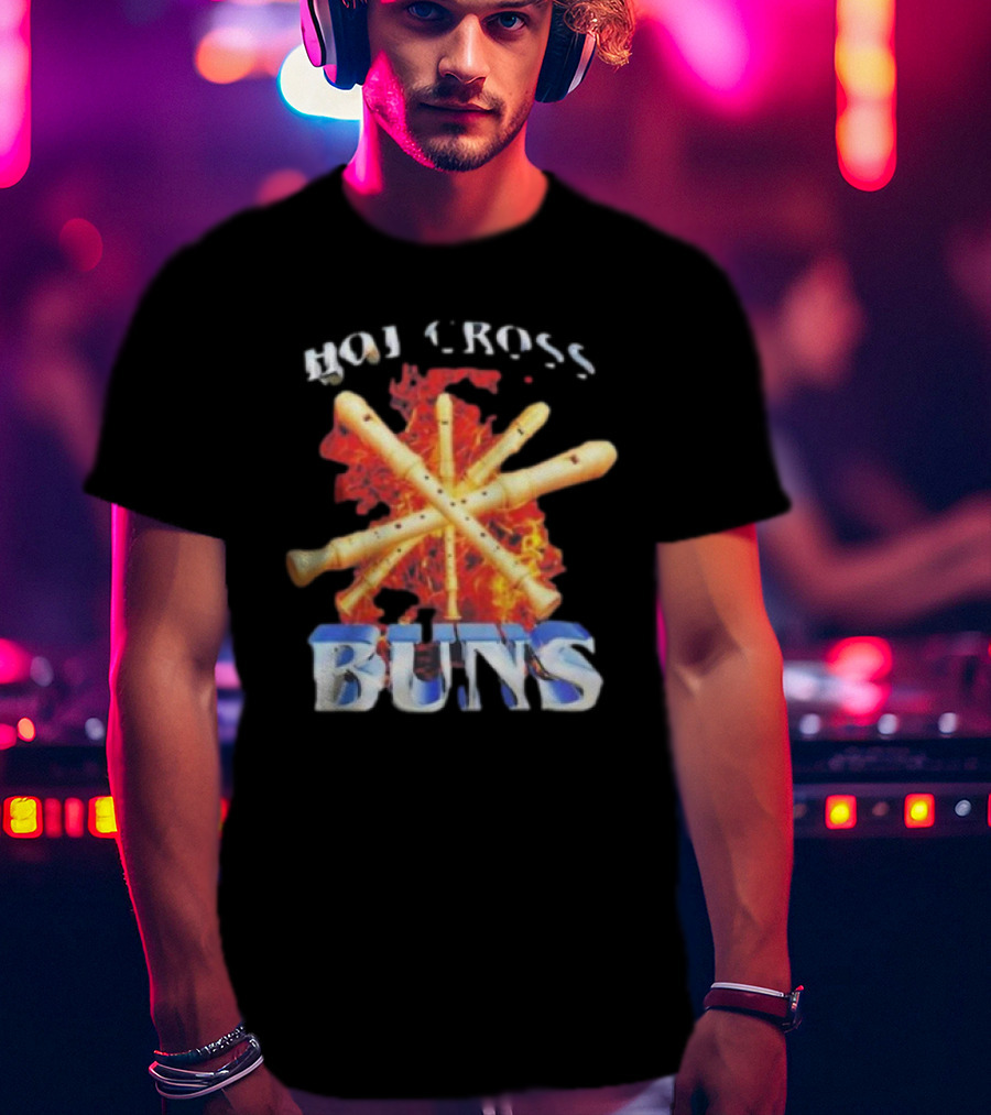 HOT CROSS BUNS Recorders Flame Crossed T-Shirt