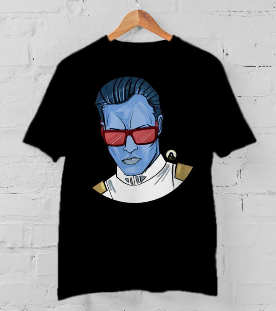 Starwarstheory Admiral Attitude Blue Character With Red Sunglasses T-Shirt