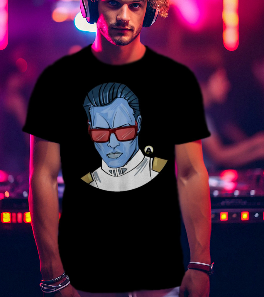 Starwarstheory Admiral Attitude Blue Character With Red Sunglasses T-Shirt