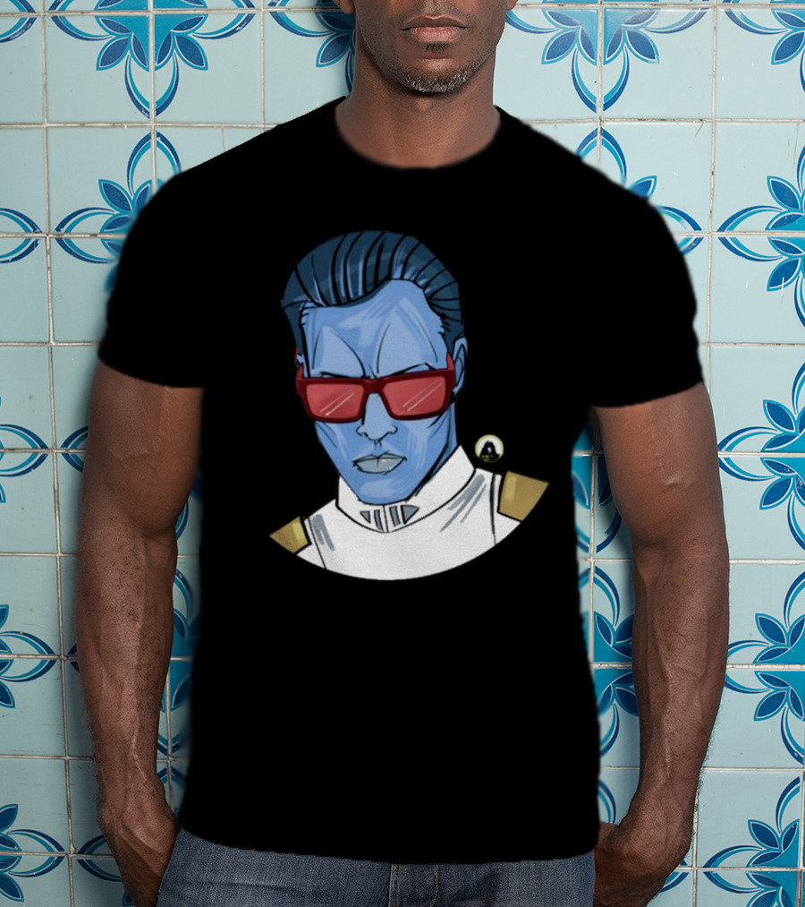 Starwarstheory Admiral Attitude Blue Character With Red Sunglasses T-Shirt