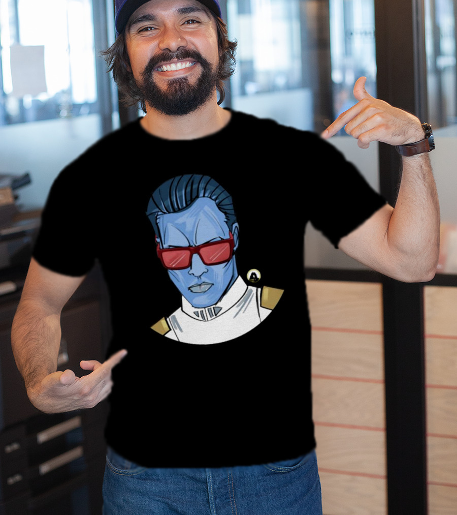 Starwarstheory Admiral Attitude Blue Character With Red Sunglasses T-Shirt