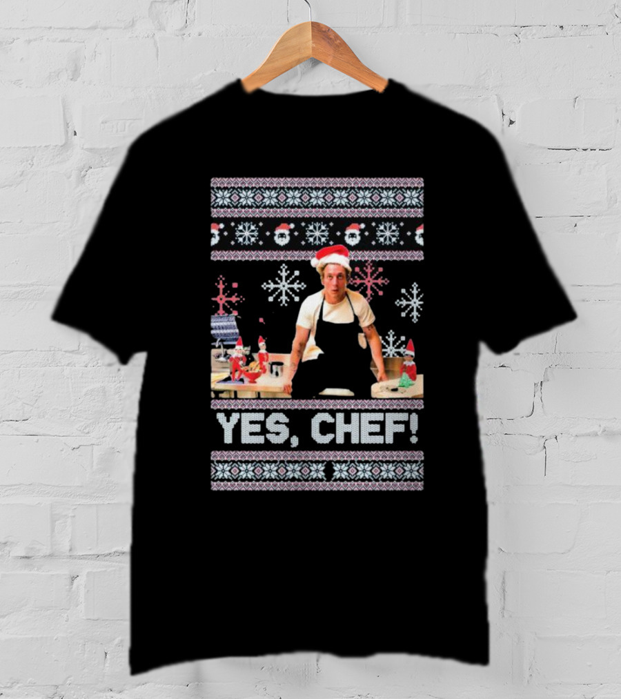 Yes Chef Snowflakes Christmas Elves Santa Hat T-Shirt