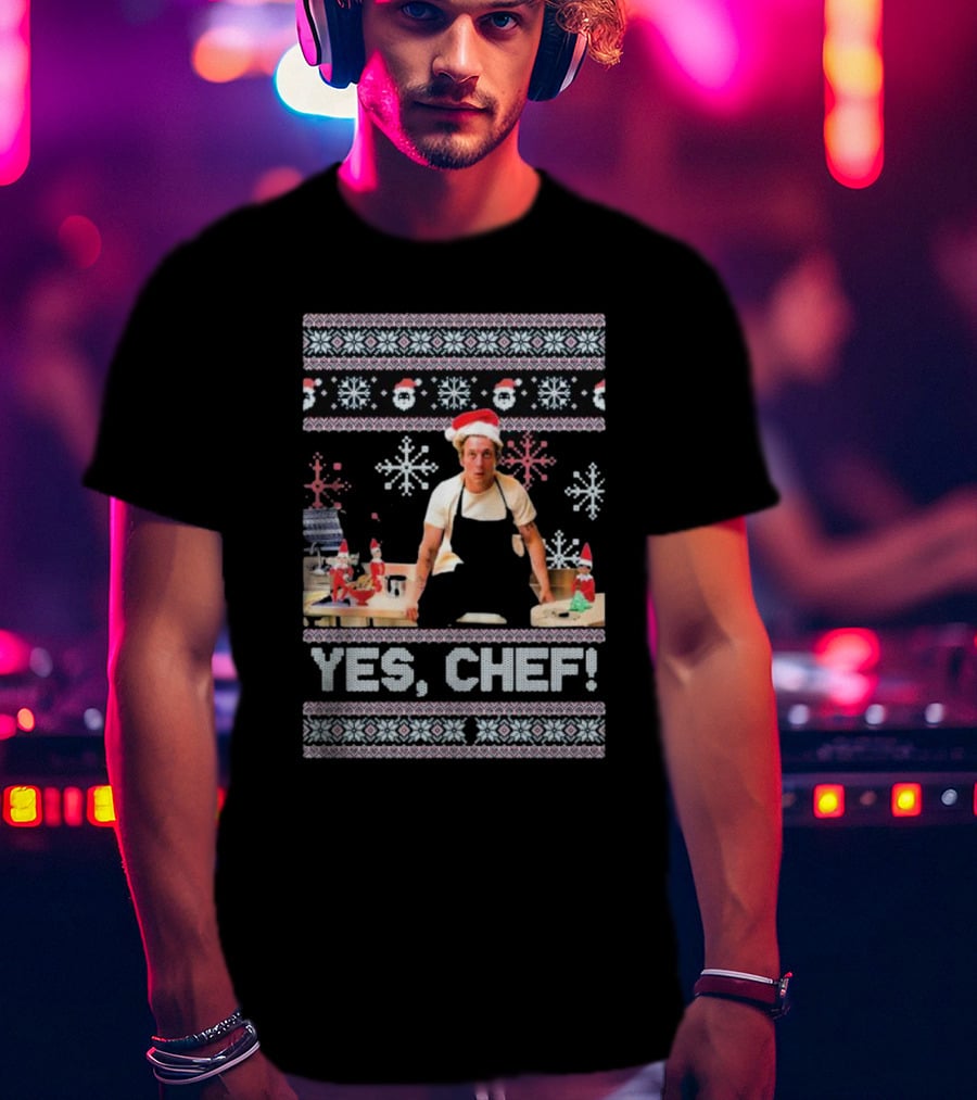 Yes Chef Snowflakes Christmas Elves Santa Hat T-Shirt