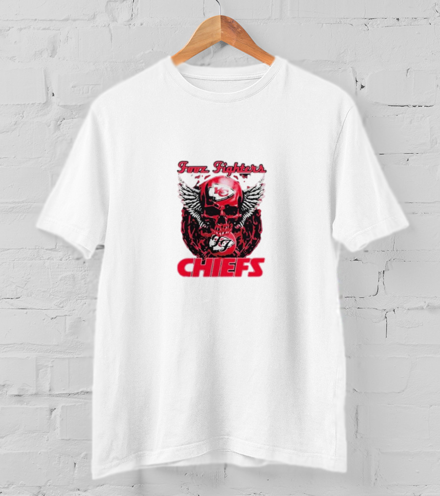 Fooz Fighters Kansas City Chiefs Skull Wings T-Shirt