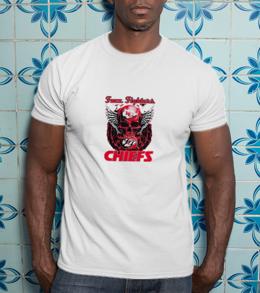 Fooz Fighters Kansas City Chiefs Skull Wings T-Shirt