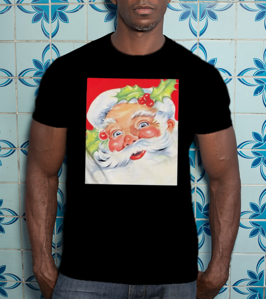Christmas Jolly Santa Claus Holly Berries Festive Cheer T-Shirt
