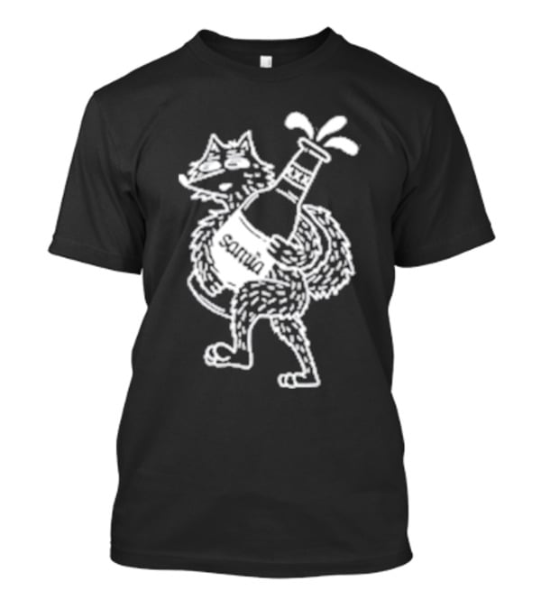 Drunk Wolf Sanmig Beer Bottle Character T-Shirt