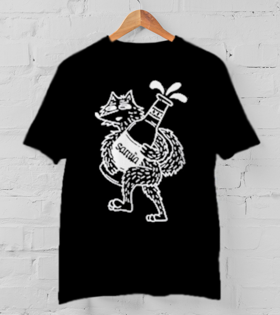 Drunk Wolf Sanmig Beer Bottle Character T-Shirt