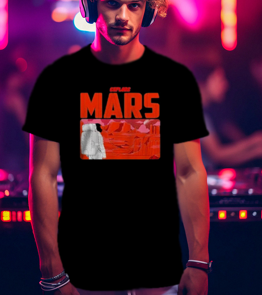 Explore Mars Astronaut Adventure Red Landscape T-Shirt